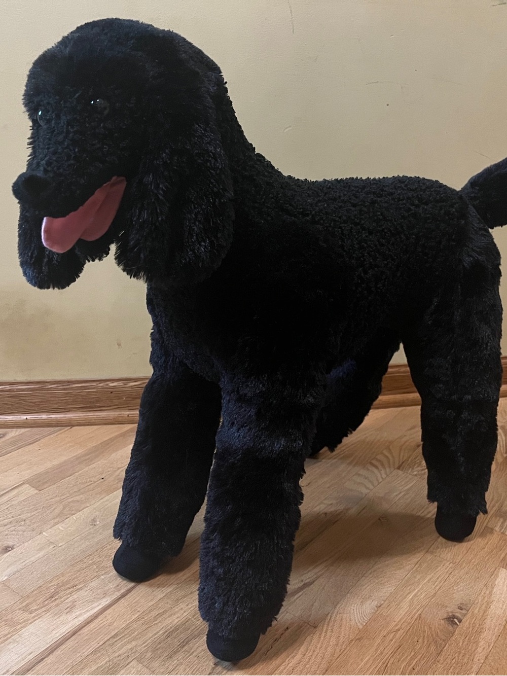 Melissa & Doug Black Plush Poodle Dog Toy with Pink Tongue